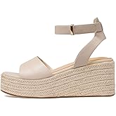 COMFITORIA Wedge Sandals for Women Espadrille Platform Wedge Heels Adjustable Strap Braided Sandal Summer Open Toe Vacation Slip-On Sandals Bohemia Beach Comfortable Dressy Shoes