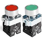 APIELE 2PCS 22MM Momentary Push Button Switch Red Green 1NO 1NC Metal Head XB2-11BN-G&amp;R (1 Red 1 Green)