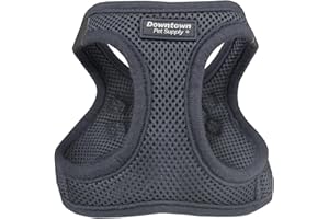 Downtown Pet Supply Step in Dog Harness for Small Dogs No Pull, Medium, Charcoal - Adjustable Harness with Padded Mesh Fabric and Reflective Trim - Buckle Strap Harness for Dogs