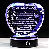 YWHL Best Friend Birthday Gifts with LED Base Crystal Heart Keepsakes Friendship Gifts for Women Best Gift Ideas for Bestie Friends Female BFF Gift for Her