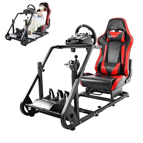Hottoby Racing Simulator Cockpit with Red Seat,Supports Mounting of ...