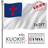 KUOKIP Double Sided Christian Flag 3x5 Made in USA Outdoor Heavy Duty 3-Ply Polyester Jesus Flag with White Starting Tape and 2 Brass Grommets