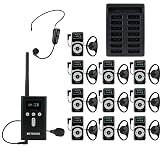 Retekess T130P Tour Guide System, Walking Tour Headsets(1TX 10RX) | for Church, Factory, Upgraded Noise Reduction, Long Standby 36h,with 16 Port Charging Station