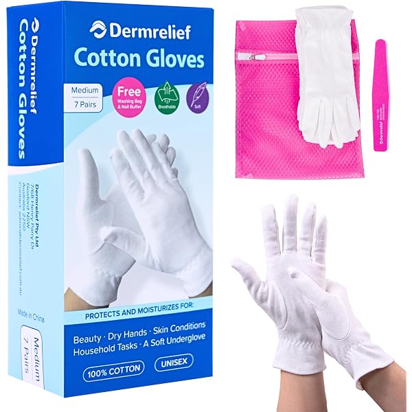 Cenyo Baumwollhandschuhe Für Trockene Haut & Ekzeme – 3 Paar, Größe Large | Schönheits- & Pflegehandschuhe