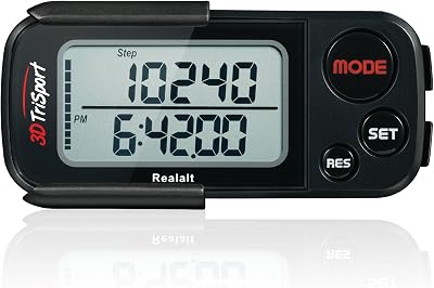 Realalt 3DTriSport 3D Pedometer with Clip & Strap, 30 Day Memory, Large Display
