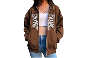 Lausiuoe Women E-Girl Oversized Sweatshirt Vintage Zip Up Hoodies Coat Long Sleeve 90s Streetwear Hoodie Pullover Jacket