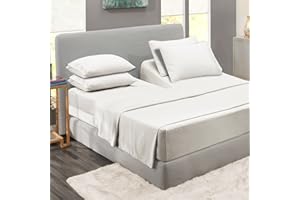 Clara Clark Flex Top King Sheets, 6 Piece Set - Hotel Luxury Sheets for Top Split King Bed, Super Soft Bedding Sheets & Pillowcases, Head Split King Sheets, White