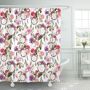 Amazon Com Emvency Shower Curtain Waterproof Boho Dream Catcher