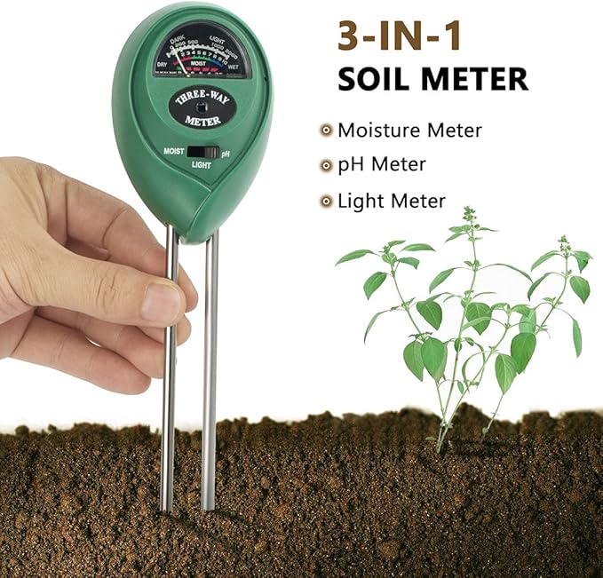 Soil pH Meter 3 in 1 Soil Test Kit for Light pH Moisture