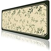Vintage Botanical Large Gaming Mousepad, Green Vines Desk Mat for Keyboard, Large Gaming Mouse Mat with Stitched Edges,Non-Slip Waterproof Rubber Base Mous Mat, 31.5" x 11.8"