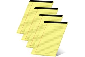 RONEKY Legal Pads 5×8 Inch, 4 Pack, Narrow Ruled, 5x8 Yellow Legal Pad, Mini Double-Sided Printing Notepad Perforated Note Pads 5x8" Lined Paper, Lined Writing Pads for Office Home School, 30 Sheet/Pad