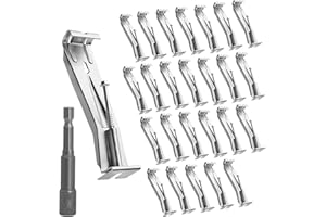 25 Pack Gutter Hangers, 5 Inch Gutter Guard with Speed Screw and Clip, Hidden Rain Gutter Bracket Support, Includes a Drill B