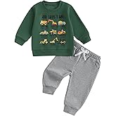 Baby Boy Fall Clothes Set Long Sleeve Truck Tractor Print Sweatshirt Pants Toddler Infant Outfits 6 12 18 24 Months 2T