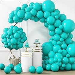 RUBFAC 129pcs Teal Blue Balloons Different Sizes 18