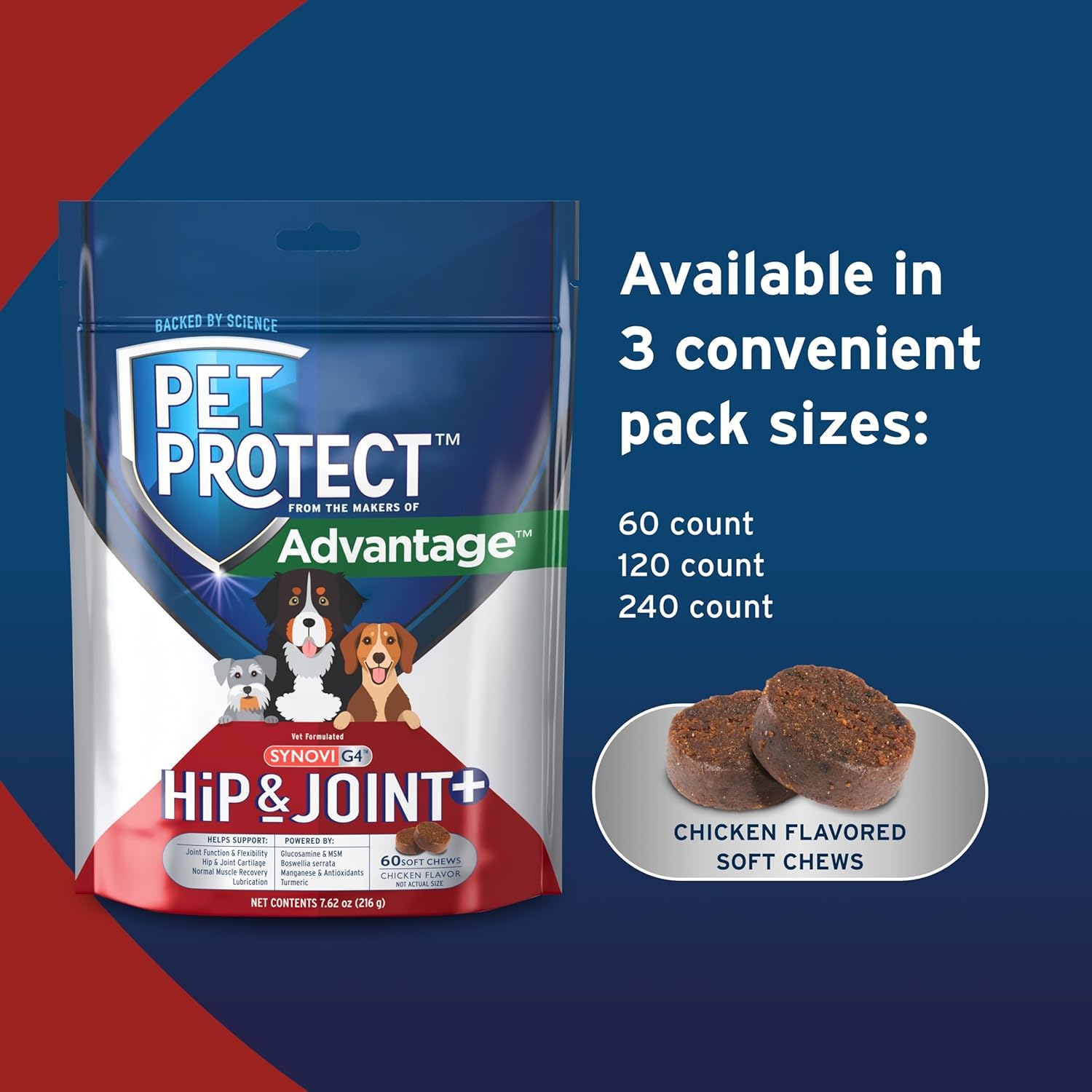 Synovi G4 Dog Joint Supplement Chews, 60-Count, for Dogs of All Ages, Sizes and Breeds
