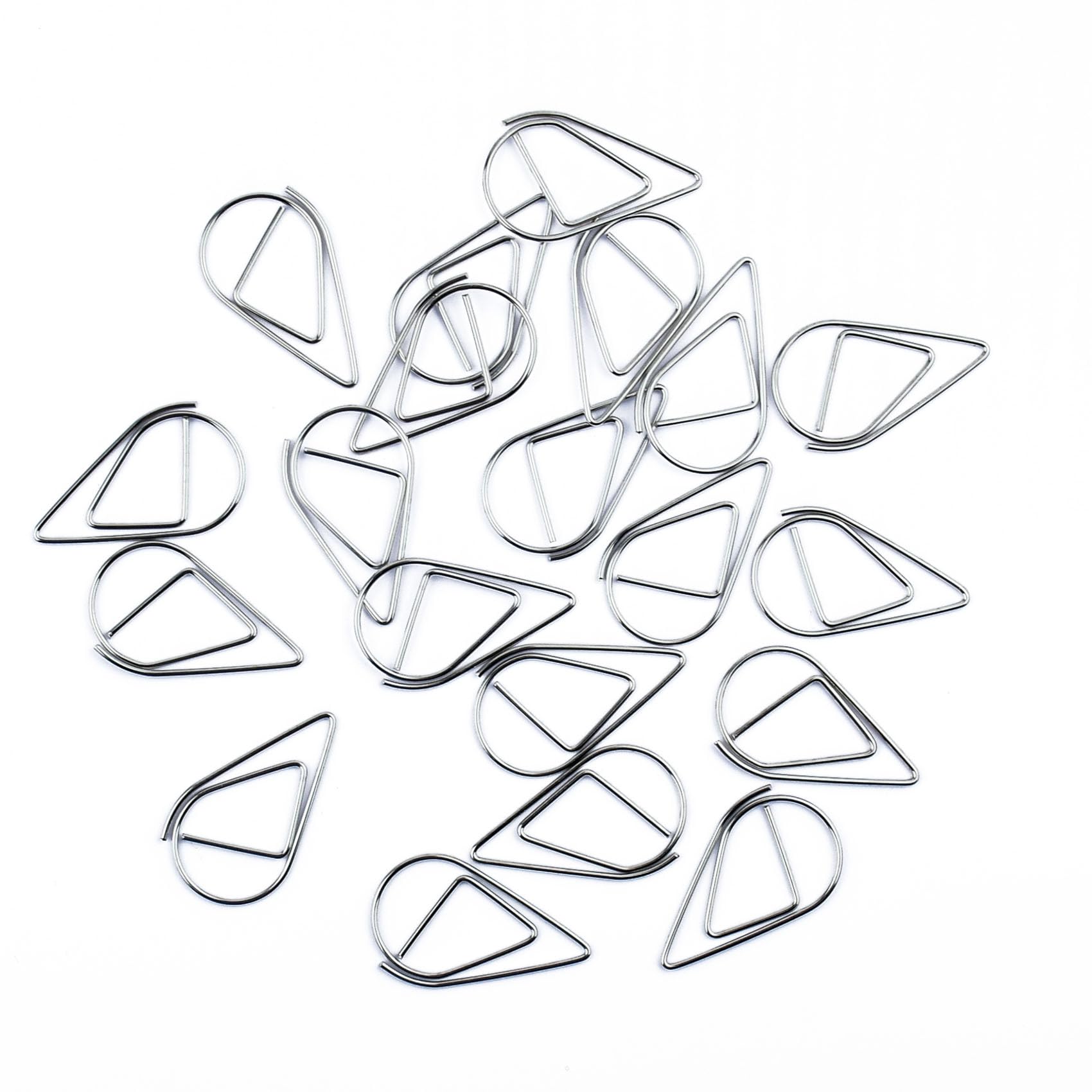100Pcs Small Golden Paper Clips, Water Drop-Shaped Paperclips Bookmarks for Office Stationery Document, Memo, Poster, Photo (Silver)