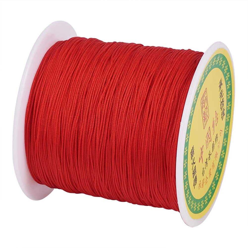 Cheriswelry 0.5mm Red Nylon Beading String Silky Nylon Thread for Bracelet Jewelry Making, 150 Yards
