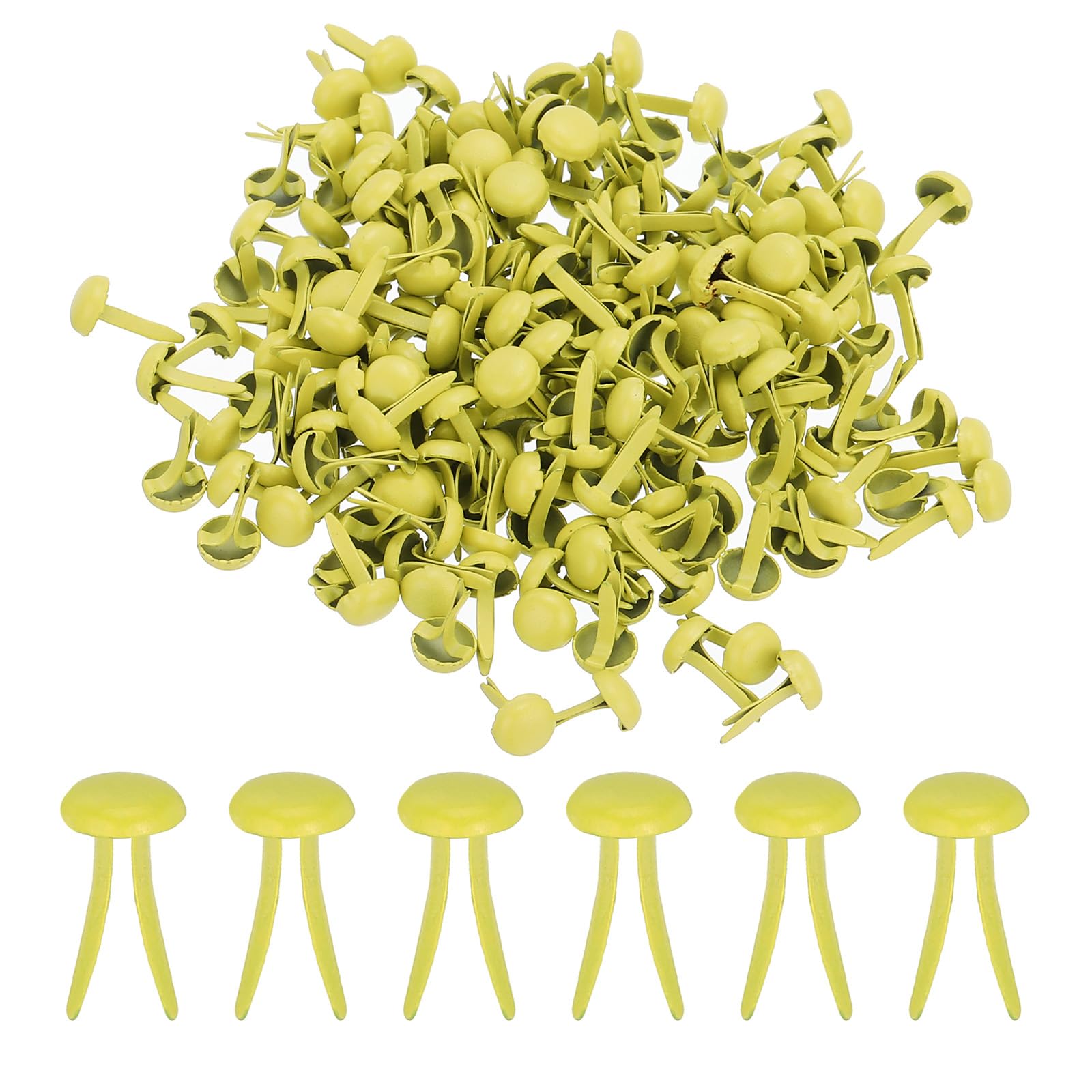 PATIKIL 300 PCS Paper Brass Fasteners Split Pins Pastel Mini Metal Brads Round Head Plated Fastener for Craft Art Scrapbooking DIY Supplies, Yellow, 4.5 x 8 mm