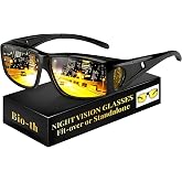 Night Vision Driving Glasses Men Women, HD Polarized Fit Over Glasses | Anti Glare Night Vision Glasses For Driving To Reduce Harsh Headlight Reflection And Boost Contrast In Fog Or Rain.