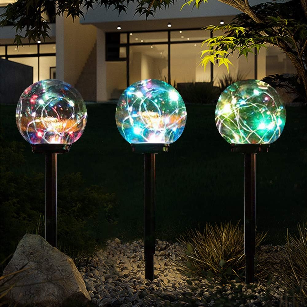 Arily Solar Globe Light Outdoor Solar Path Lights Outdoor Color Changing Solar