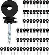 QWORK 60Pcs Electric Fence Ring Insulators Wire Mesh Wood Post Screw-In 5mm