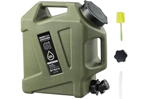 3.2 Gallon Water Jug,12L Portable Water Container with Spigot, Cleaning Brush, Detachable Hose & Extra Lid, Dual Handles Desi