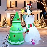 Joiedomi 6 ft Christmas Polar Bear Inflatable Decoration, Polar Bear with Penguin & Xmas Tree Inflatable Décor with Build-in LEDs Blow Up for Christmas Party Outdoor, Yard, Garden, Winter Decoration