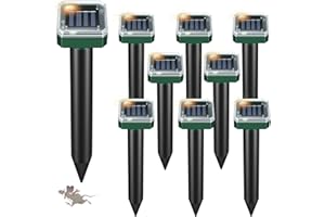 FRETECH Mole Repellent for Lawns - Gopher Repeller Ultrasonic Solar Powered Vole Repellent Outdoor Waterproof Rat Deterrent Spikes Repellent Snake,Chipmunk,Groundhog,Sonic Mole Stakes for Garden,Yard