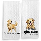 Qeheb Golden Retriever Kitchen Towels, Life is Golden Retriever Kitchen Towels Decorative Set, Golden Retriever Gifts, Golden Retriever Dog Hand Dish Tea Towels for Kitchen 16x24 Inch