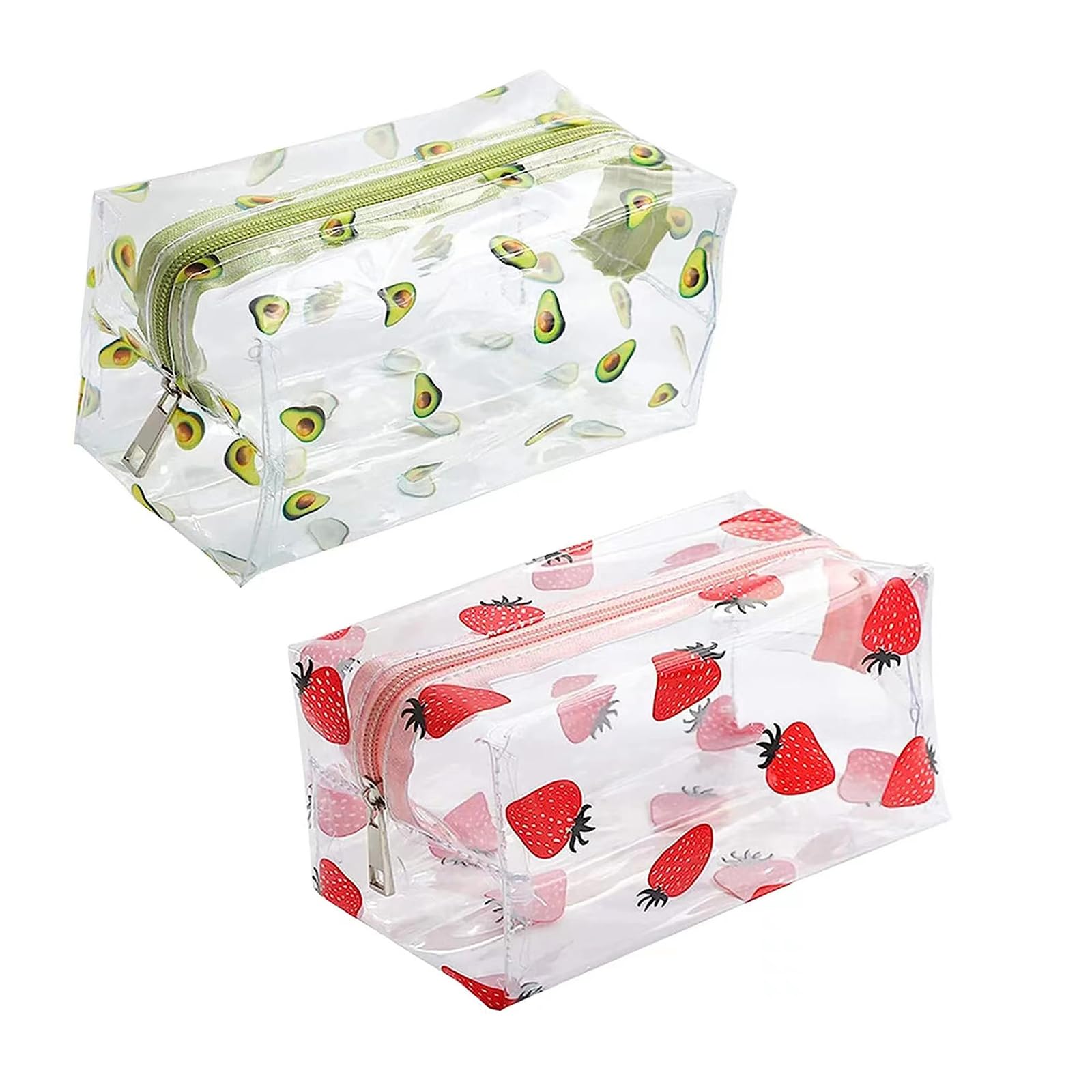 PMELCXD Cute Kawaii Pencil Case, Transparent Storage Box, Large Capacity Stationery Storage Bag with Zipper, Suitable for School, Travel, and Office