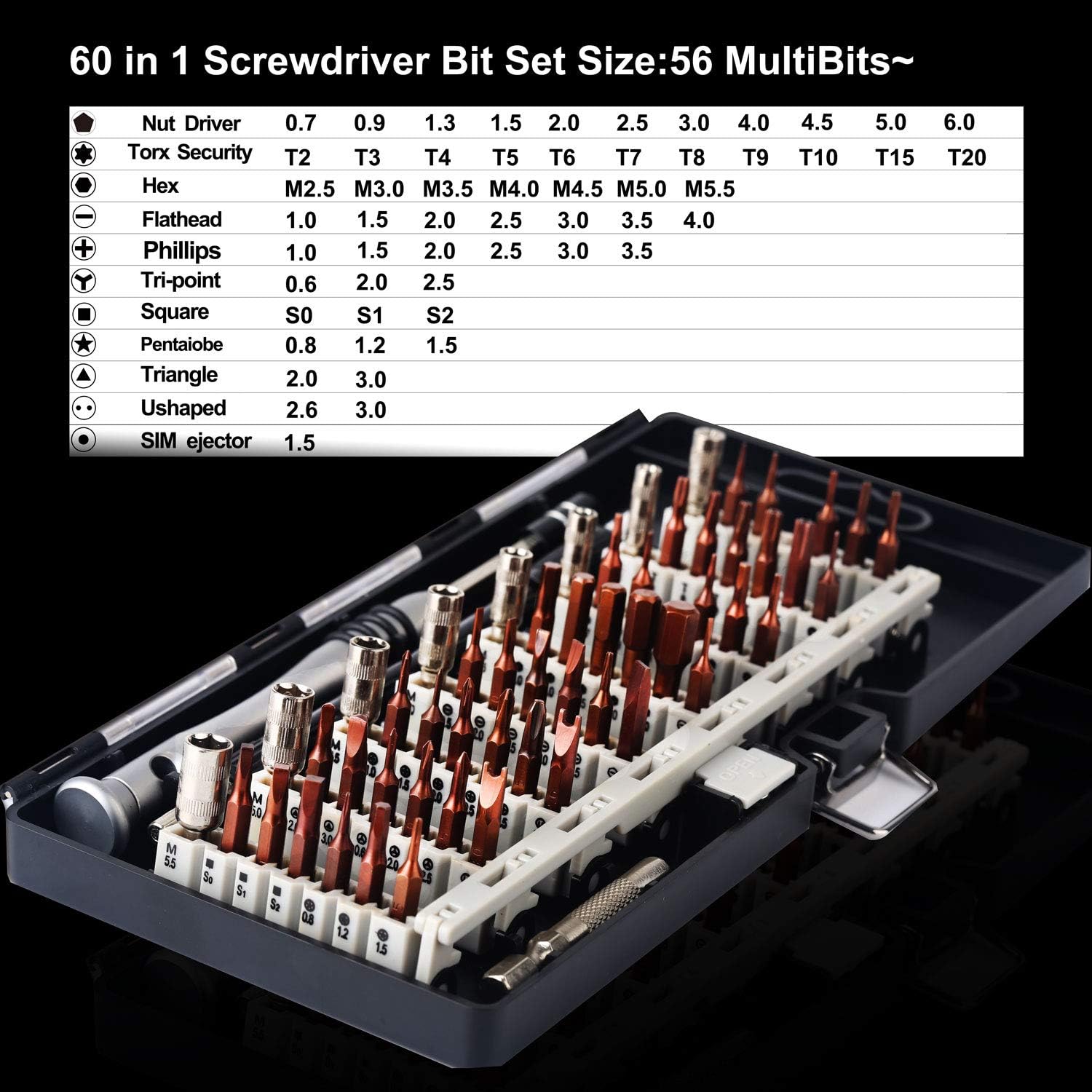 Kaisi 70 in 1 Precision Screwdriver Set Professional Electronics Repair Tool Kit with 56 Bits Magnetic Driver Kit, Anti Static Wrist Band, Spudgers for Tablet, Macbook, PC, iPhone, Xbox, Game Console: Electronics