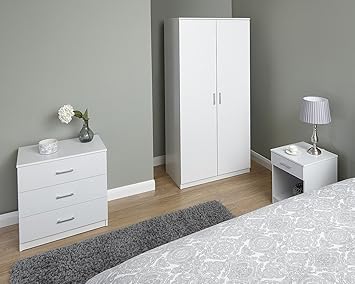 Gb Furniture Panama Range 3 Piece Set 2 Door Wardrobe Bedside