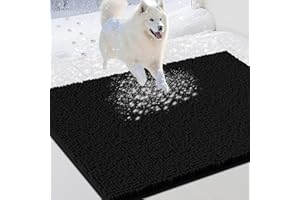 IM HOME Dog Door Mats for Muddy Paws, Chenille Absorbent Door Mats, Non Slip Heavy Mud Mat for Dogs, Soft Indoor Door Mat for Entryway, Mud Paws, Inside Floor,36" X 24", Black