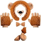 Haysandy 5 Pcs Lion Costume Set - Lion Ears, Headband, Tail, Paw Gloves, Nose, Bow Tie Halloween Mardi Gras Carnival dress up Cosplay Party Accessories for Adult Women Men