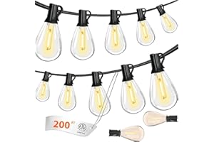 Outdoor String Lights 200FT LED Patio Lights Ultra Long Waterproof with 60+2 Edison Shatterproof S11 LED Bulbs,2700K Outside 
