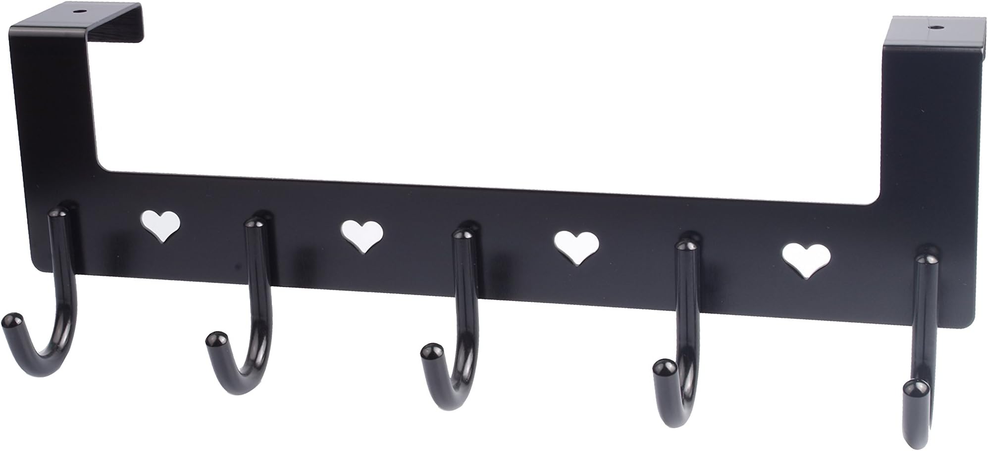 Dosenstek Over The Door Organizer Rack, Metal Coat Hanger with 5 Hooks Black