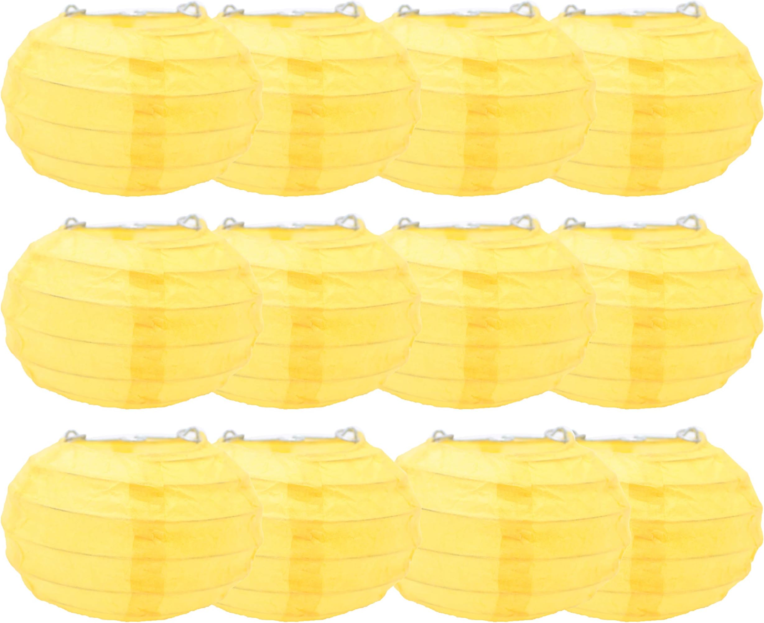 Seta Direct3.5-Inch Oval Pumpkin Mini Decorative Paper Lantern [Yellow, 12 Pack]
