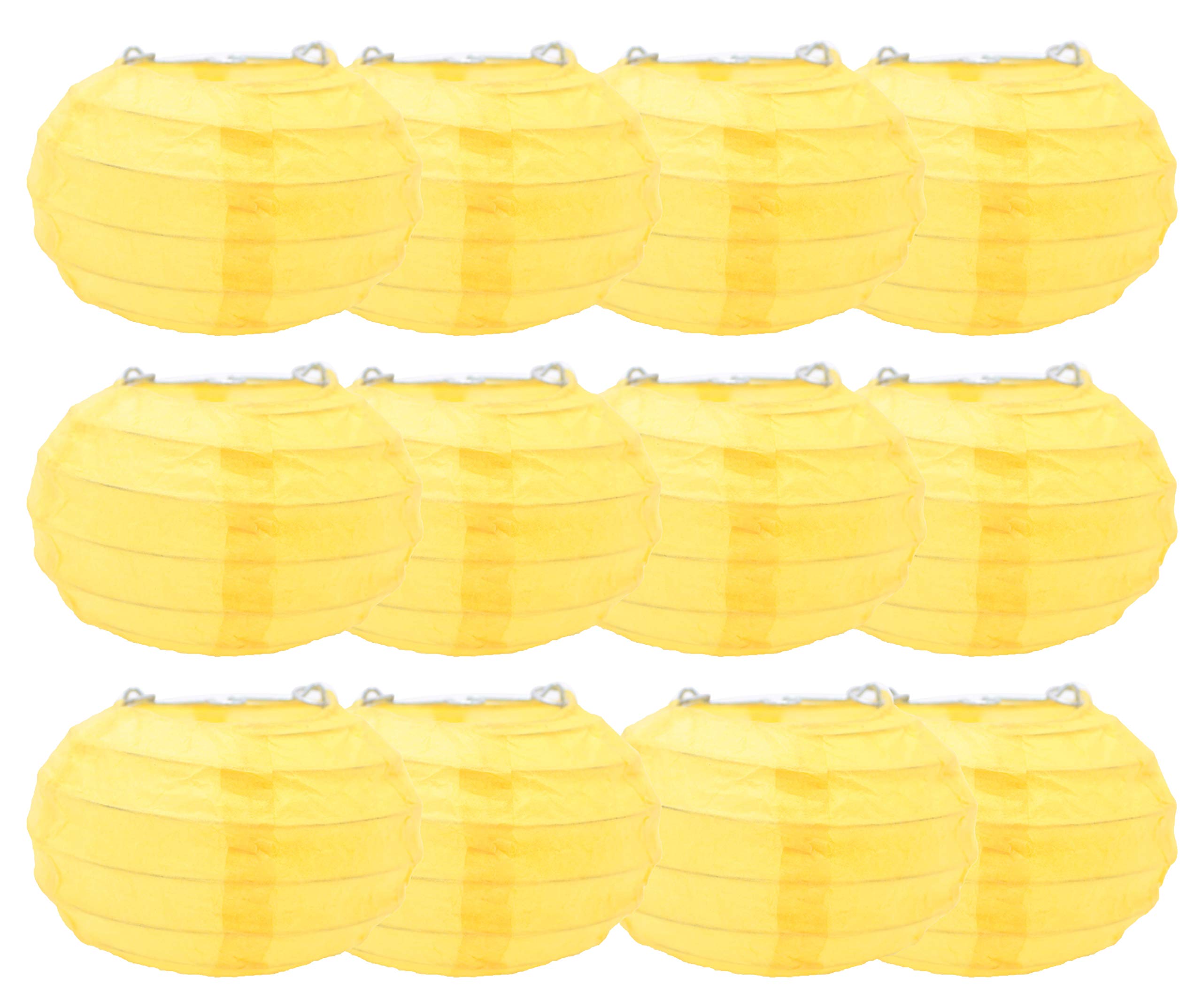 Seta Direct3.5-Inch Oval Pumpkin Mini Decorative Paper Lantern [Yellow, 12 Pack]