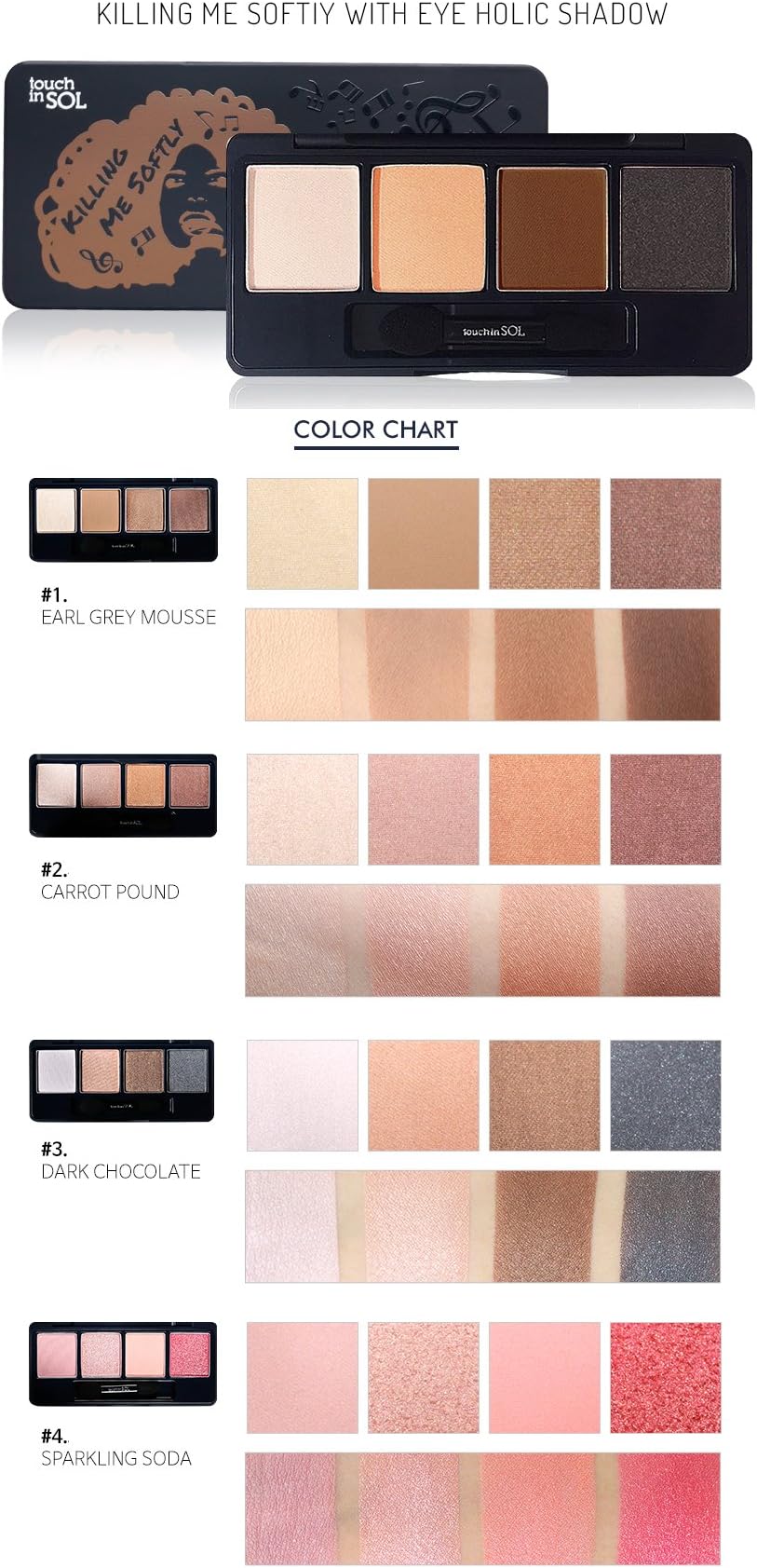 TouchinSOL killing me softly with eye holic shadow 04 / Sparkling soda / eye make up tools / eye shadow / eye make up / make up tools / Eye makeup tools / korean beauty cosmetic
