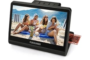 JERBIABY 24 MP Film & Slide Scanner with Large 7 Inch LCD Screen, All-in-One Digital Film Scanner Converts 35mm/126KPK/110 Film & 135/126KPK/110/Super 8 Slides into Digital Photos Built-in 16GB Memory