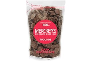 KIDU Dark 3 Pound Merckens Chocolate Melts - Melting Chocolate Candy Melts - Chocolate Melting Wafers 48 Ounces Bulk Perfect For Dipping, Cake Pops, Deserts, Baking And More - Chocolate Chips For Chocolate Fountain