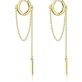 fersltily 14K Gold Plated Chain Hoop Earrings Dangle Long Earrings for Women Trendy Tassel Chain Huggie Dangle Earring Jewelry Gifts for Women Teens