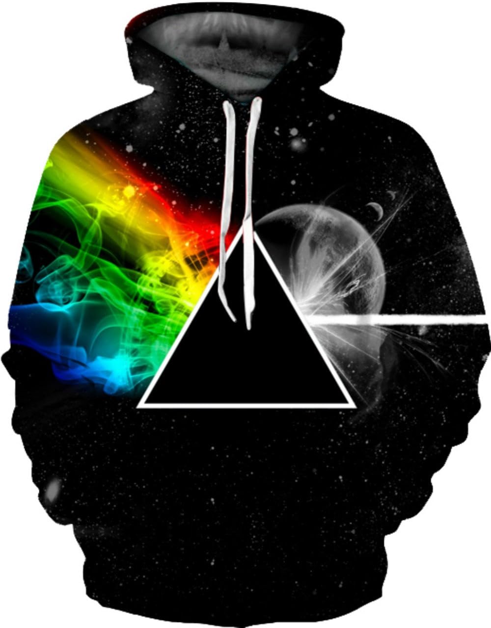 Unisex Realistic 3d Print Galaxy Pullover Hoodie Hooded Sweatshirt (XX-Large/XXX-Large, Black Triangle)
