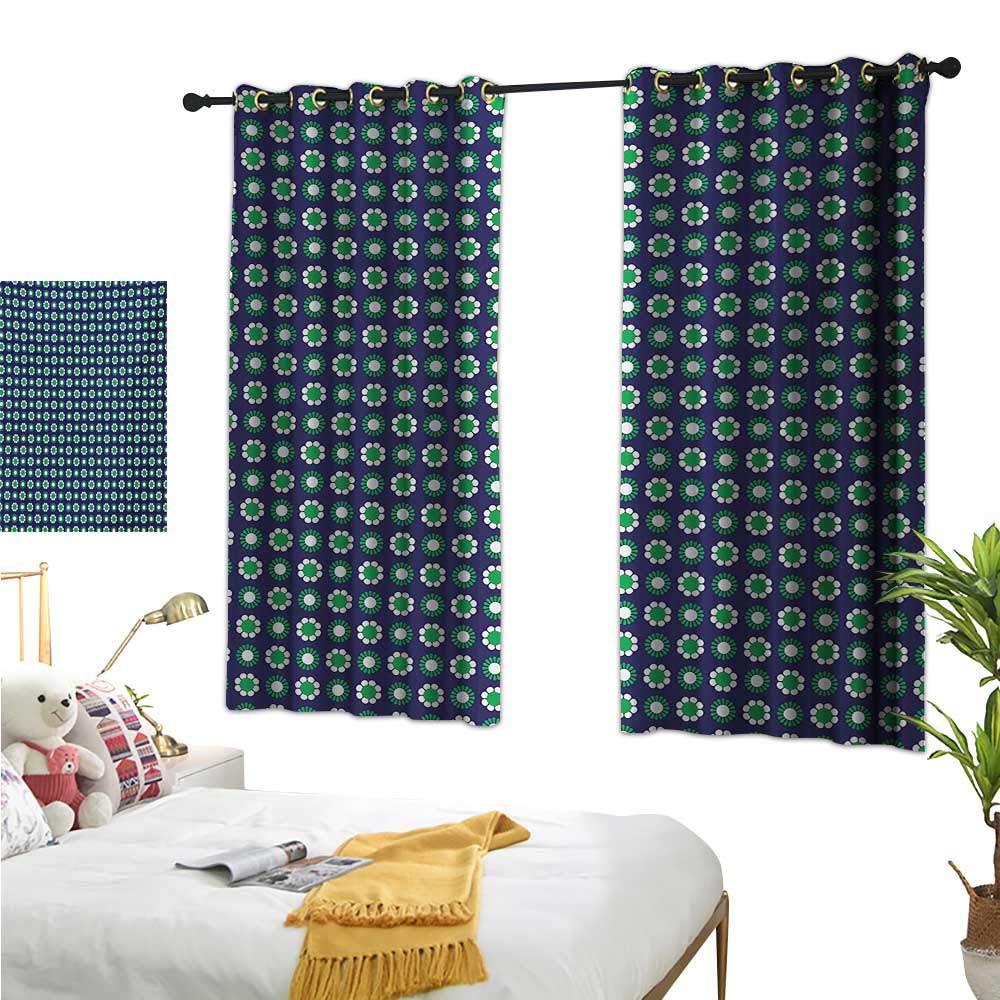 Amazon Com Sheer Curtains Navy Blue Cute Floral And Point
