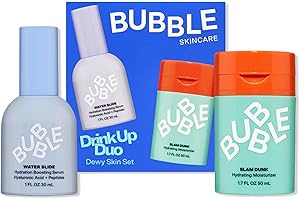 Bubble Skincare Drink Up Duo Dewy Skin Care Set - Travel Size Gift Set Includes Water Slide Hyaluronic Acid Serum & Slam Dunk Face Moisturizer - Promotes Healthy, Hydrated Skin (2 Count)