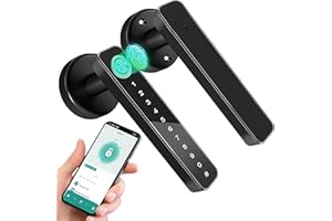 BZIJASLLE Smart Fingerprint Door Knob,Keypad Door Lock,Keyless Entry Door Lock with Handle,Thumbprint Code Door Locks for Rental, Bedroom, Office and Hotel (A Black)