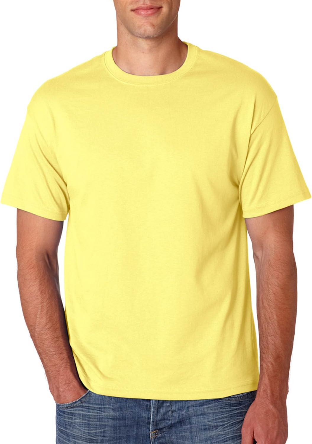 Hanes Heavyweight 50/50 Cotton/Poly TShirt, Yellow, M