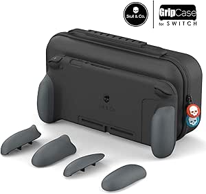 Skull &amp; Co. GripCase Set: A Dockable Protective Case with Replaceable Grips [to fit All Hands Sizes] for Nintendo Switch - Gray