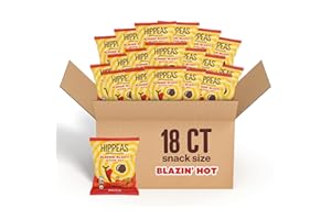 Hippeas Chickpea Puffs, Flavor Blast: Blazin' Hot, 0.75 Ounce (Pack of 18), 3g Protein, 2g Fiber, Vegan, Gluten-Free, Crunchy, Plant Protein Snacks