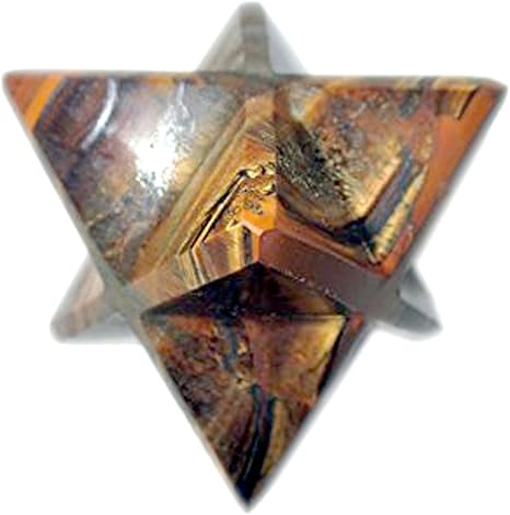 Amazon.com: Rare New Natural Tiger Eye Large 2" Merkaba Gemstone Huge Big A+ Hand Carved Mineral
